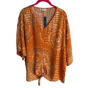 NWT CUPSHE Orange Ladies Medallion‎ Tribal Beach Pool Cover Top. M